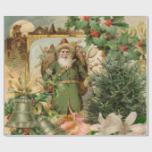 サンタクロースクリスマスアンティークビューティフルアート ラッピングペーパー (フラット)