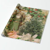 サンタクロースクリスマスアンティークビューティフルアート ラッピングペーパー (アンロールド)