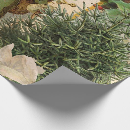 サンタクロースクリスマスアンティークビューティフルアート ラッピングペーパー (角)