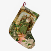 サンタクロースクリスマスアンティークビューティフルアート ラージクリスマスストッキング (正面 (吊り時))