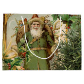 サンタクロースクリスマスアンティークビューティフルアート ラージペーパーバッグ (裏面)