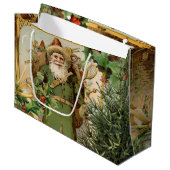 サンタクロースクリスマスアンティークビューティフルアート ラージペーパーバッグ (正面アングル)