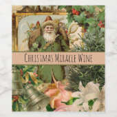 サンタクロースクリスマスアンティークビューティフルアート ワインラベル (シングルラベル)