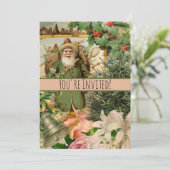 サンタクロースクリスマスアンティークビューティフルアート 招待状 (スタンド正面)