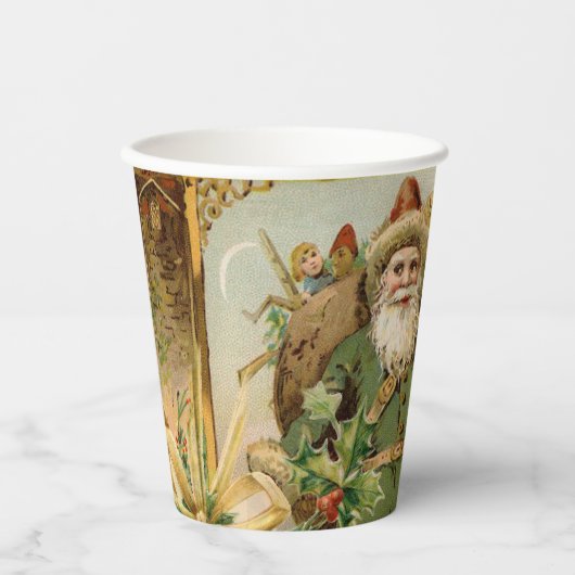 サンタクロースクリスマスアンティークビューティフルアート 紙コップ (正面)