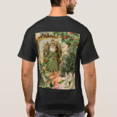 サンタクロースクリスマスアンティークビューティフルアート Tシャツ (裏面)