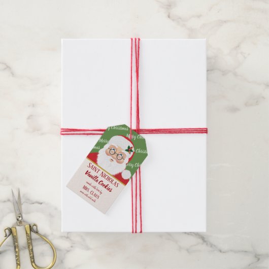 サンタクロースクリスマスクッキーホリデーギフト ギフトタグ (より糸付き)