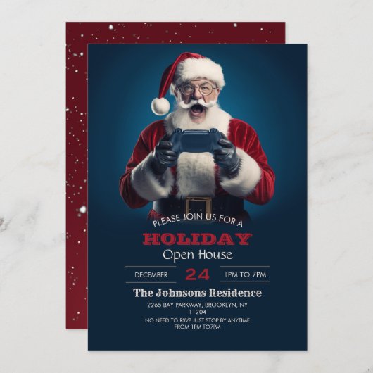 サンタクロースクリスマスゲーマー 招待状 (正面/裏面)