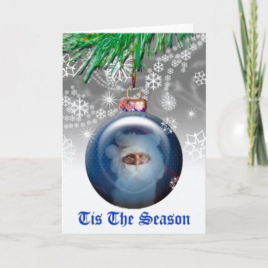 サンタクロースクリスマスツリーオーナメント写真テンプレート シーズンカード (正面)