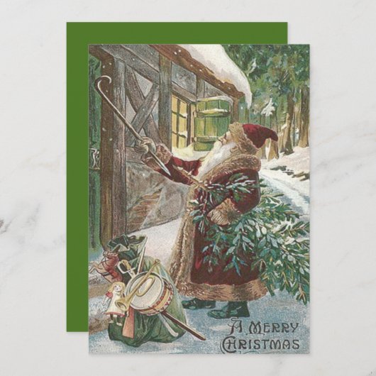 サンタクロースクリスマスツリーサックオブトイズコテージ シーズンカード (正面/裏面)