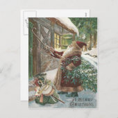 サンタクロースクリスマスツリーサックオブトイズコテージ シーズンポストカード (正面/裏面)