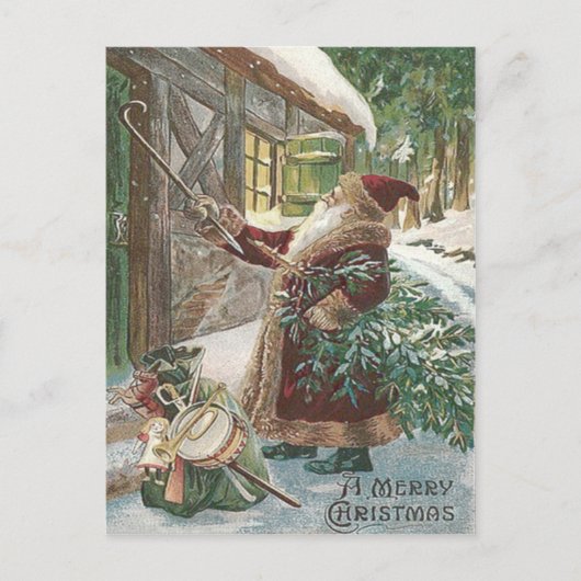 サンタクロースクリスマスツリーサックオブトイズコテージ シーズンポストカード (正面)