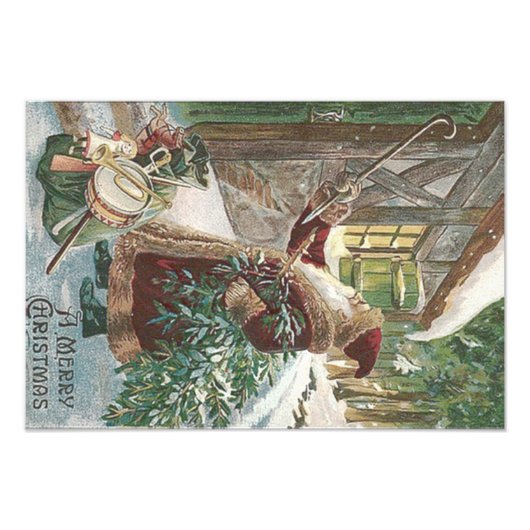 サンタクロースクリスマスツリーサックオブトイズコテージ フォトプリント            (正面)