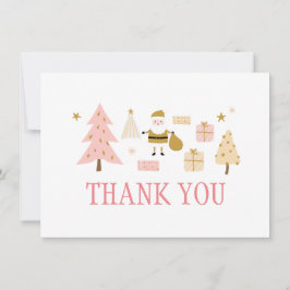 サンタクロースクリスマスツリープレゼントサンキューカード サンキューカード