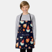 サンタクロースクリスマスデコレーションレトロパターン エプロン (着用した状態)