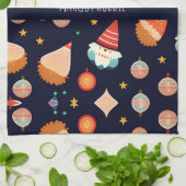 サンタクロースクリスマスデコレーションレトロパターン キッチンタオル (折り畳み)