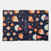 サンタクロースクリスマスデコレーションレトロパターン キッチンタオル (横)