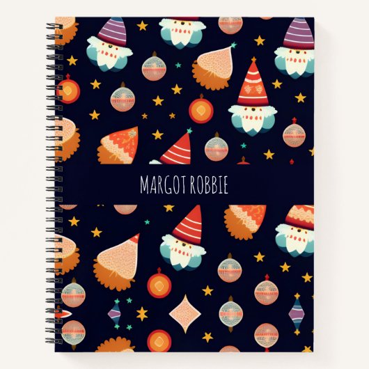 サンタクロースクリスマスデコレーションレトロパターン ノートブック (正面)