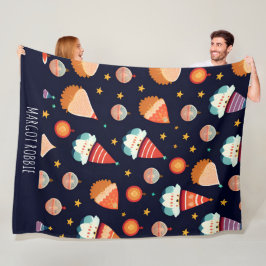 サンタクロースクリスマスデコレーションレトロパターン フリースブランケット