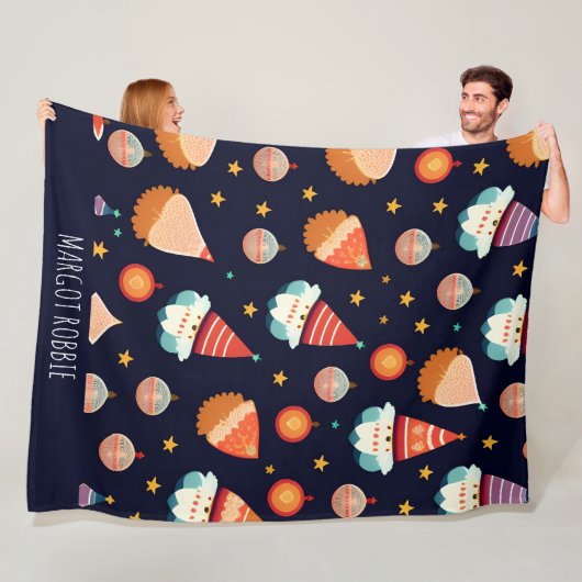 サンタクロースクリスマスデコレーションレトロパターン フリースブランケット (インサイチュ)