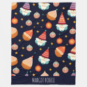 サンタクロースクリスマスデコレーションレトロパターン フリースブランケット (正面)