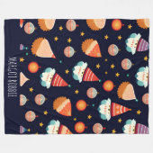 サンタクロースクリスマスデコレーションレトロパターン フリースブランケット (正面(横))