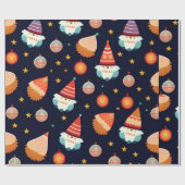サンタクロースクリスマスデコレーションレトロパターン ラッピングペーパー (フラット)