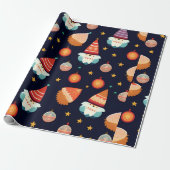 サンタクロースクリスマスデコレーションレトロパターン ラッピングペーパー (アンロールド)