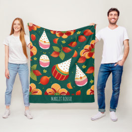 サンタクロースクリスマストイズレトロパターン フリースブランケット