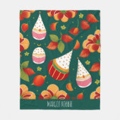 サンタクロースクリスマストイズレトロパターン フリースブランケット (正面)