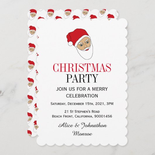 サンタクロースクリスマスパーティの招待状 招待状 (正面/裏面)