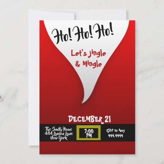 サンタクロースクリスマスパーティー 招待状 (正面)