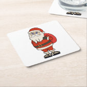 サンタクロースクリスマスビーチサンダル スクエアペーパーコースター (アングル)