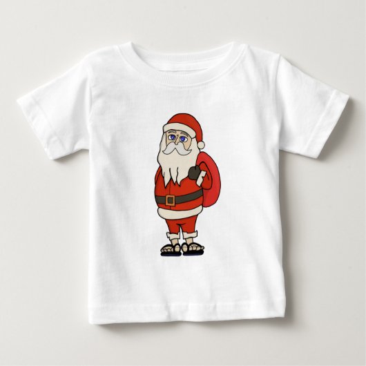 サンタクロースクリスマスビーチサンダル ベビーTシャツ (正面)