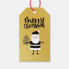 サンタクロースクリスマスブラック&金ゴールドテーマ ギフトタグ