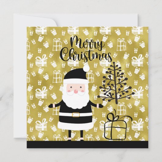 サンタクロースクリスマスブラック&金ゴールドテーマ シーズンカード (正面)
