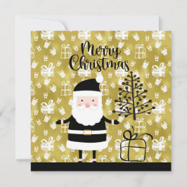 サンタクロースクリスマスブラック&金ゴールドテーマ シーズンカード