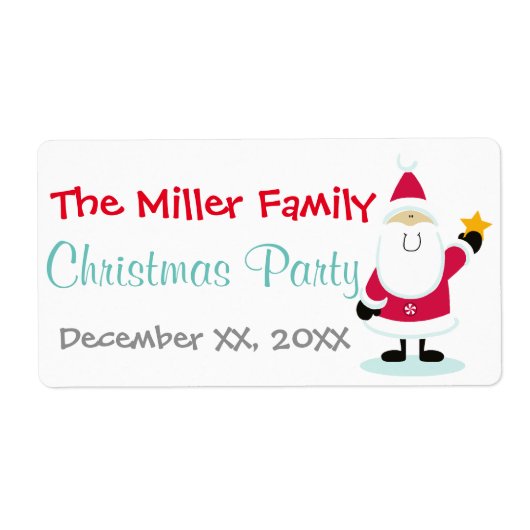 サンタクロースクリスマスホリデーウォーターボトルラベル ラベル (正面)