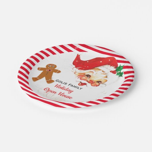 サンタクロースクリスマスホリデーオープンハウス ペーパープレート (アングル)