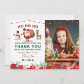 サンタクロースクリスマスホリデーパーティーの写真 サンキューカード (正面)