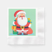 サンタクロースクリスマスホリデーパーティーペーパーナプキン 縁ありカクテルナプキン (正面)
