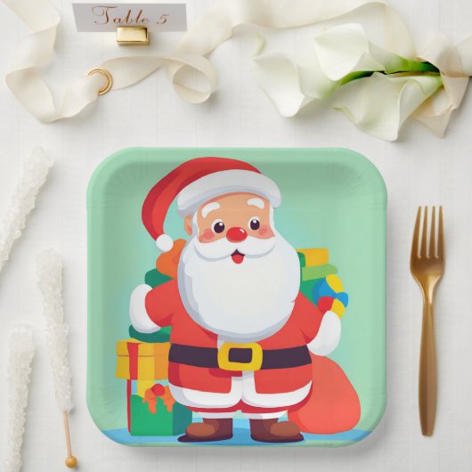 サンタクロースクリスマスホリデー紙プレート ペーパープレート (ウェディング)