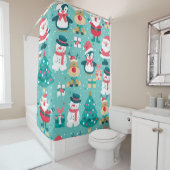 サンタクロースクリスマスヴィンテージパターン シャワーカーテン (インサイチュ)