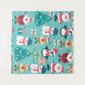 サンタクロースクリスマスヴィンテージパターン タペストリー (正面(横))