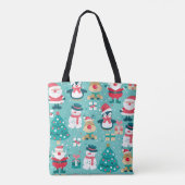 サンタクロースクリスマスヴィンテージパターン トートバッグ (裏面)