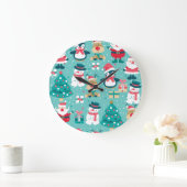 サンタクロースクリスマスヴィンテージパターン ラージ壁時計 (ホーム)