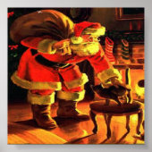 サンタクロースクリスマスヴィンテージプリント ポスター (正面)