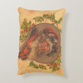 サンタクロースクリスマスヴィンテージポートレート アクセントクッション (裏面(縦))