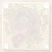 サンタクロースクリスマスヴィンテージポートレート ガラスコースター (裏面)