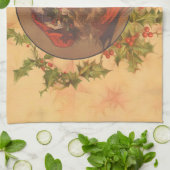 サンタクロースクリスマスヴィンテージポートレート キッチンタオル (折り畳み)